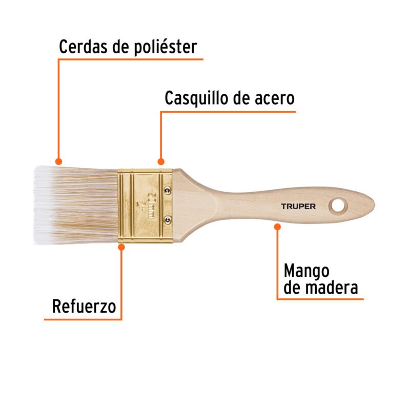 BRT-2SFC1.jpg Código: 13344 Brocha cerdas sintéticas 2' corte recto, mango de madera BRT-2S
