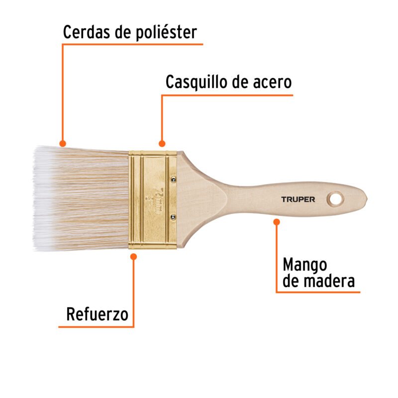 BRT-3SFC1.jpg Código: 13346 Brocha cerdas sintéticas 3' corte recto, mango de madera BRT-3S