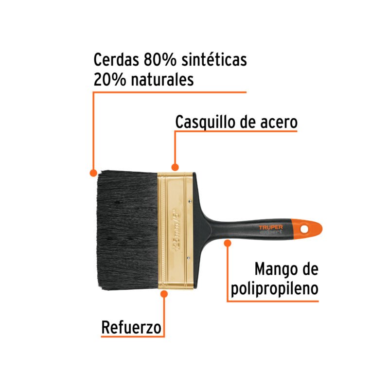 BRT-5XFC1-1.jpg Código: 17866 Brocha profesional de 5' mango de plástico, Truper Expert BRT-5X