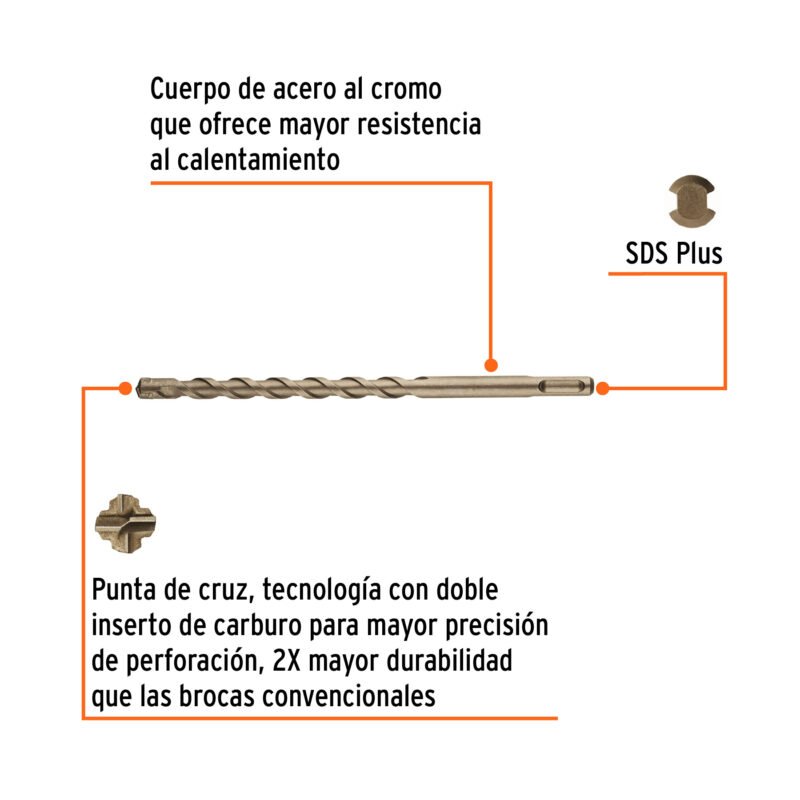 BS-12X210FC1.jpg Código: 101189 Broca SDS Plus 12 x 210 mm, Truper BS-12X210