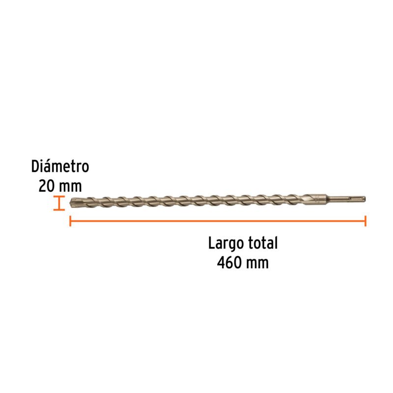 BS-20X460FC2.jpg Código: 101209 Broca SDS Plus 20 x 460 mm, Truper BS-20X460
