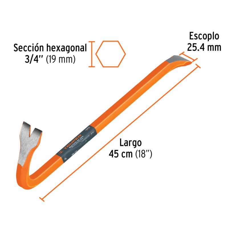 BU-45FC2.jpg Código: 10853 Barreta de uña de 3/4' x 45 cm, Truper BU-45