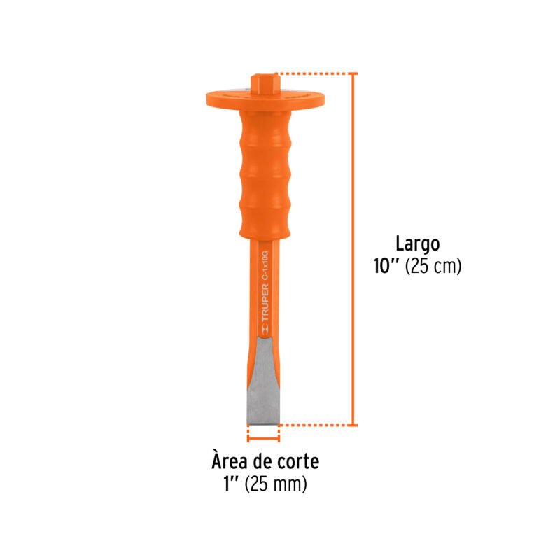 C-1X10GFC2.jpg Código: 12273 Cincel de corte frío 1 x 10' con grip, Truper C-1X10G