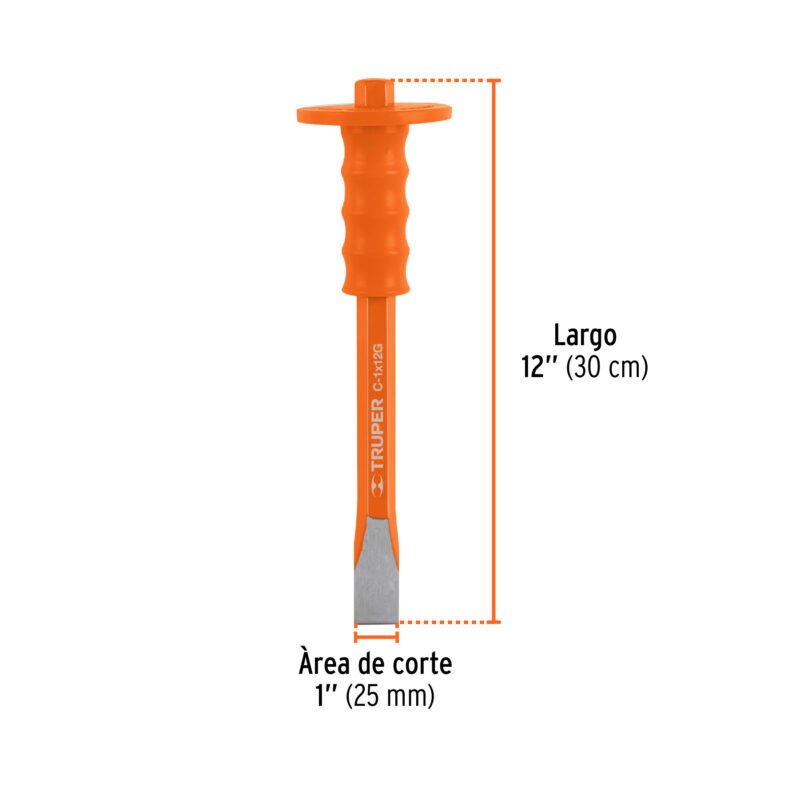 C-1X12GFC2.jpg Código: 12181 Cincel de corte frío 1 X 12' con grip, Truper C-1X12G