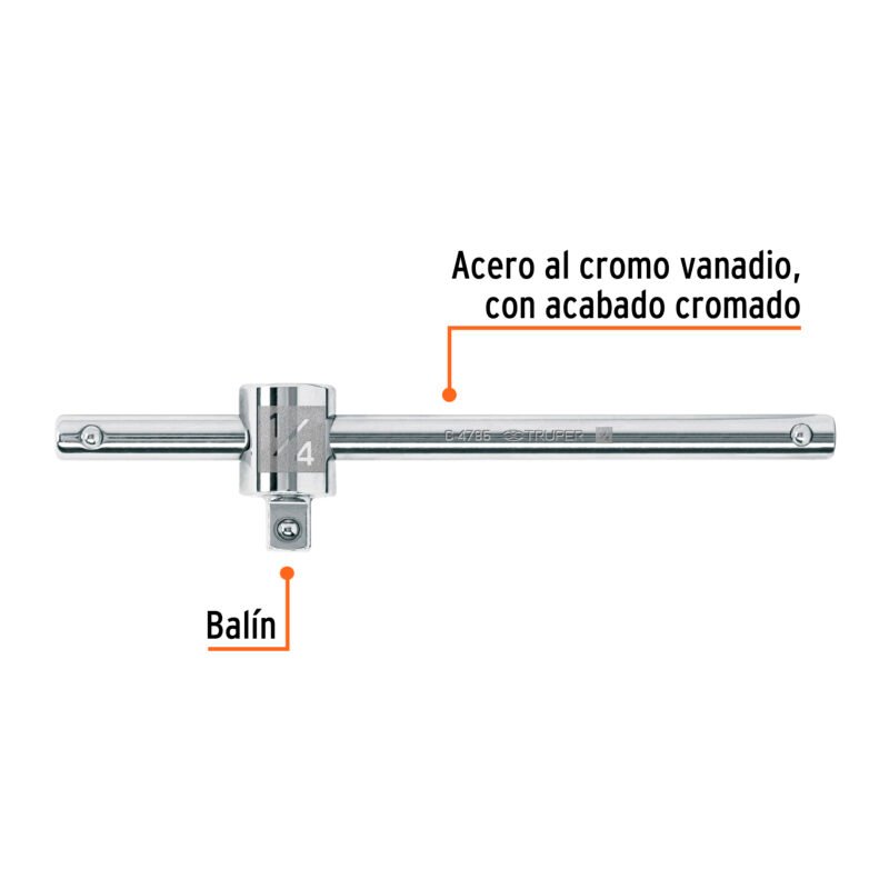 C-4785FC1.jpg Código: 13217 Barra corrediza para dados cuadro 1/4', Truper C-4785