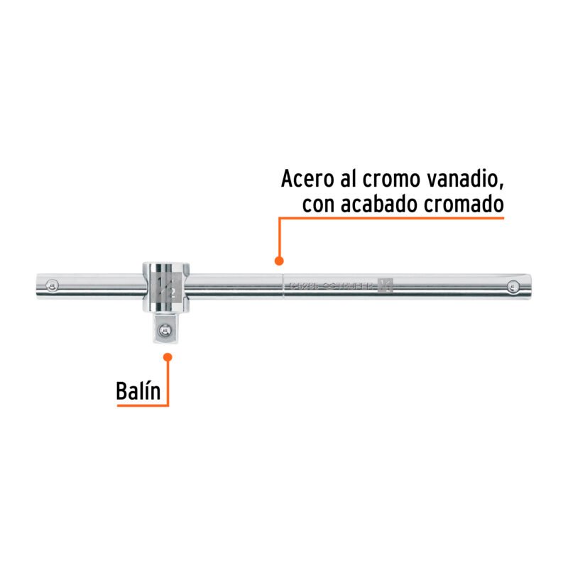 C-5285FC1.jpg Código: 13432 Barra corrediza para dados cuadro 1/2', Truper C-5285