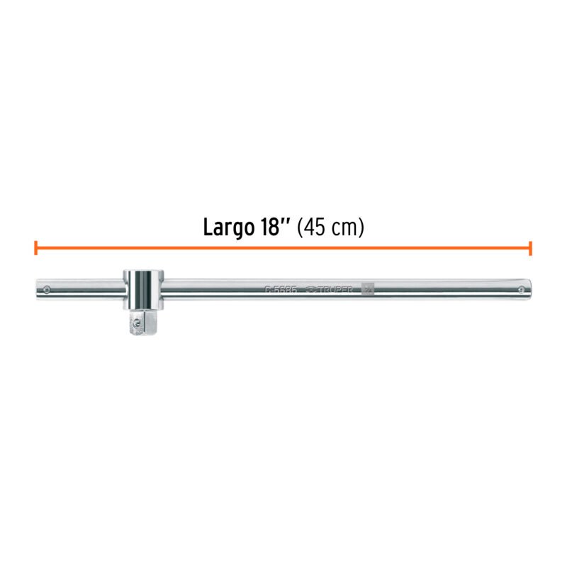 C-5685FC2.jpg Código: 13912 Barra corrediza para dados cuadro 3/4', Truper C-5685