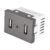 Código: 47829 Toma 2 puertos USB acero inox de 1.5 módulos, línea Lisboa C2USB-LA