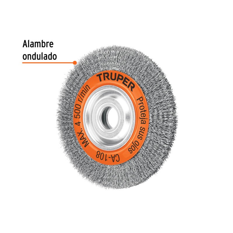 CA-108FC1.jpg Código: 17525 Carda alambre ondulado 8' x 7/8' para esmeril, Truper CA-108