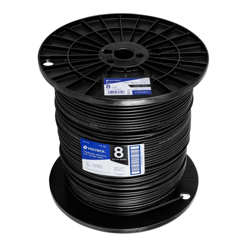 Código: 40119 Metro de cable THHW-LS 8 AWG negro en carrete de 500 m CAB-8N-500
