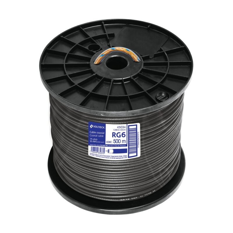 CABCO-6500.jpg Código: 45034 Metro de cable coaxial RG6 en carrete de 500 m, Volteck CABCO-6500