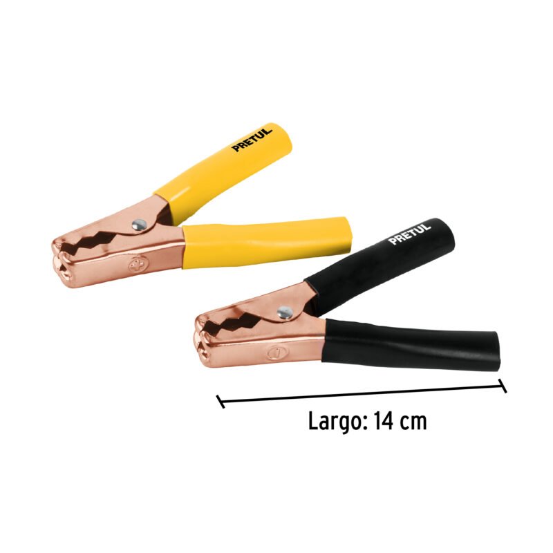 CAIMAN-PFC2.jpg Código: 20123 Caballete con 2 caimanes para cables pasa corriente, Pretul CAIMAN-P