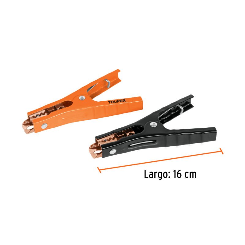 CAIMAN-TFC2.jpg Código: 100777 Blíster con 2 caimanes para cables pasa corriente, Truper CAIMAN-T