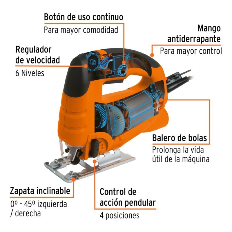 CALA-A3FC1.jpg Código: 15420 Sierra caladora 550W 4.5 A vel. variable, TRUPER PRO CALA-A3