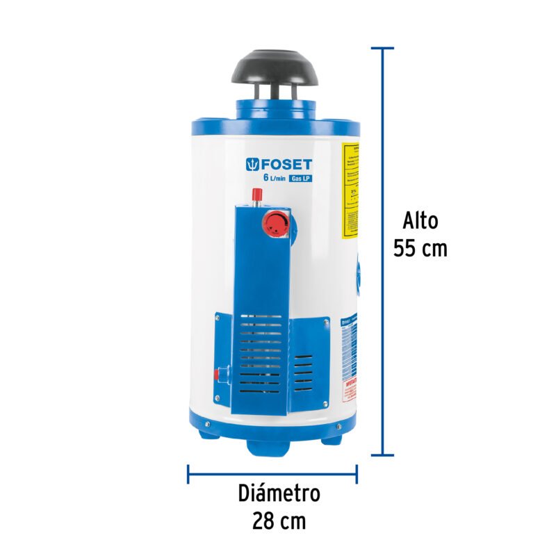CALE-6PAFC2.jpg Código: 47921 Calentador de paso, rápida recup, 6L, 1 serv, gas LP, Foset CALE-6PA