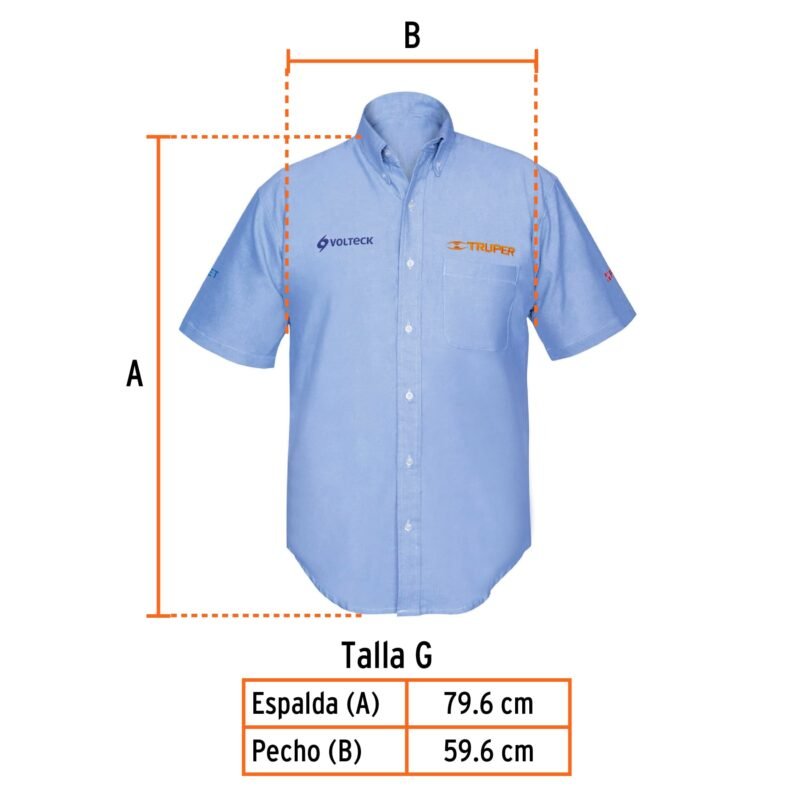 Código: 60350 Camisa manga corta para hombre, azul, G, Truper CAM-AZ-CL