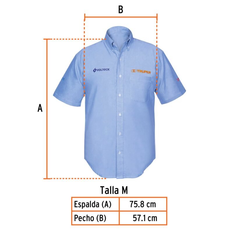 CAM-AZ-CMFC2.jpg Código: 60349 Camisa manga corta para hombre, azul, M, Truper CAM-AZ-CM