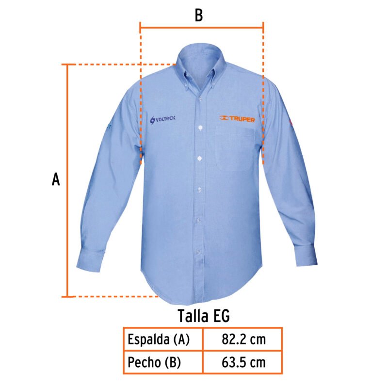 CAM-AZ-LXLFC2.jpg Código: 60347 Camisa manga larga para hombre, azul, EG, Truper CAM-AZ-LXL