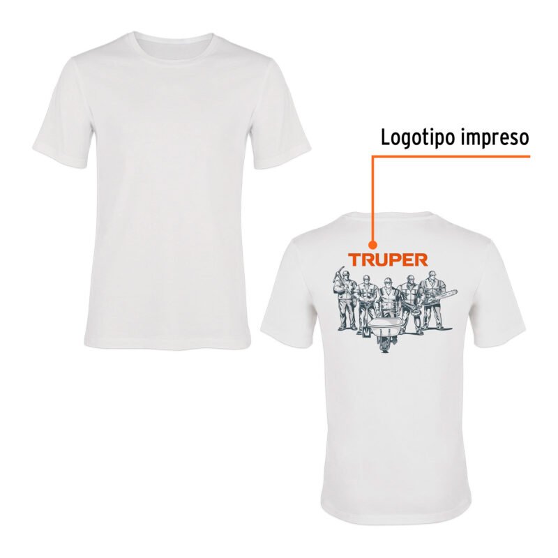CAM-BLA-40FC1.jpg Código: 60005 Playera cuello redondo para hombre, blanca, G, Truper CAM-BLA-40