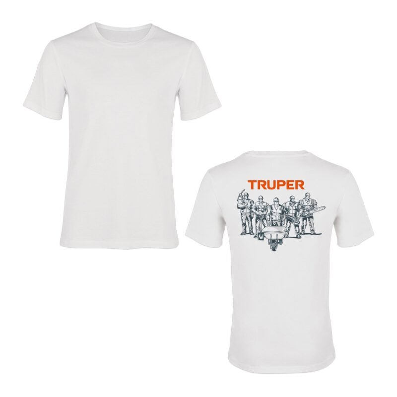 CAM-BLA-42.jpg Código: 60010 Playera cuello redondo para hombre, blanca, EG, Truper CAM-BLA-42