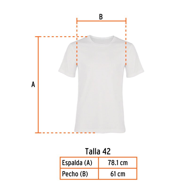 CAM-BLA-42FC2.jpg Código: 60010 Playera cuello redondo para hombre, blanca, EG, Truper CAM-BLA-42