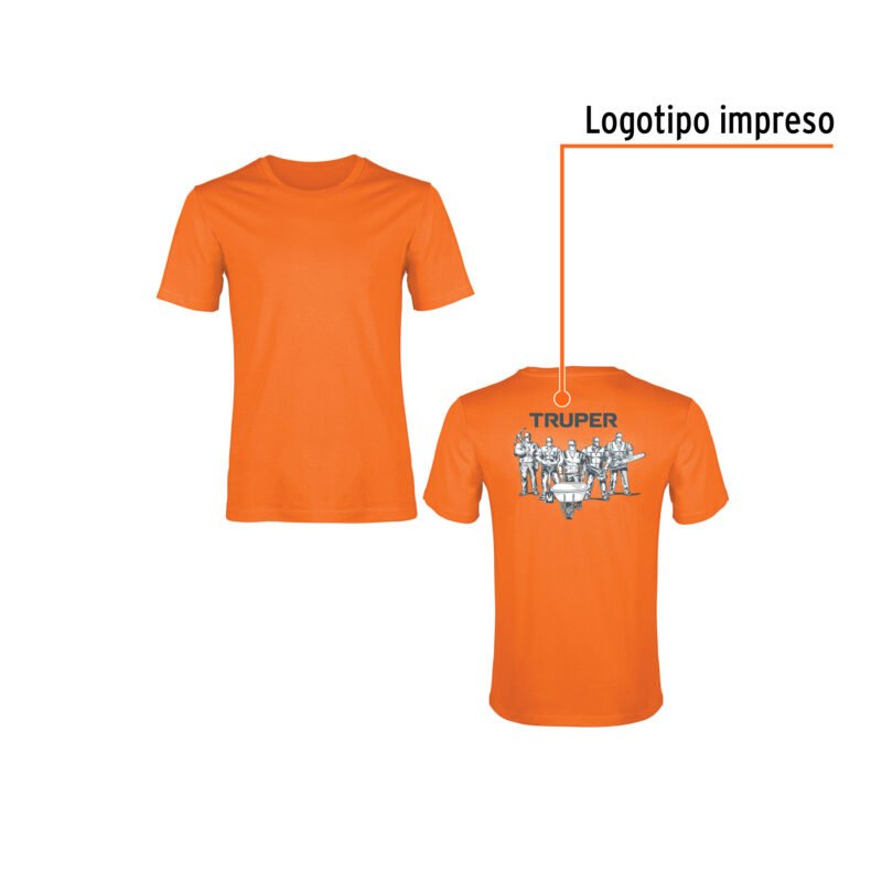 CAM-NAR-36FC1.jpg Código: 68126 Playera cuello redondo para hombre, naranja, CH, Truper CAM-NAR-36