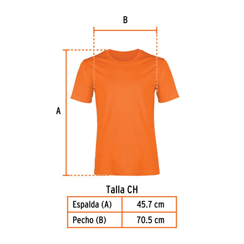 CAM-NAR-36FC2.jpg Código: 68126 Playera cuello redondo para hombre, naranja, CH, Truper CAM-NAR-36