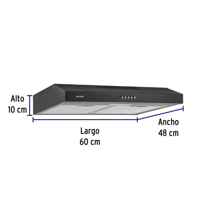 CAME-60MFC2.jpg Código: 49488 Campana extractora 60 cm, empotrable, negra, Foset CAME-60M