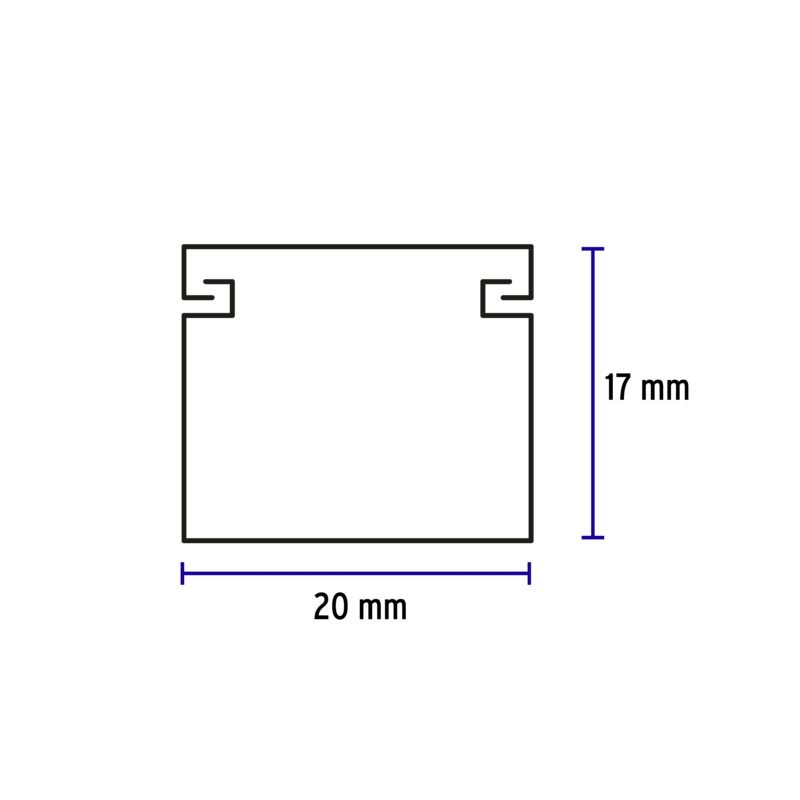 CAN-1720FC1.jpg Código: 46281 Canaleta de 1 vía 17 x 20 mm, VOLTECK CAN-1720