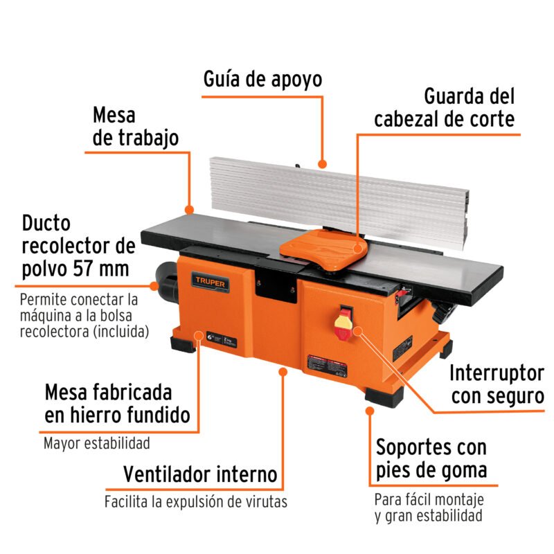 Código: 102973 Canteadora de banco 6', 2 HP (1500 W), TRUPER CANT-6B
