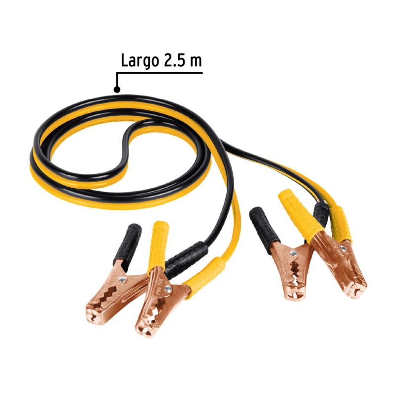 CAP-2510PFC2.jpg Código: 22808 Cables pasa corriente 2.5m, 125 A, 10 AWG, con funda, Pretul CAP-2510P