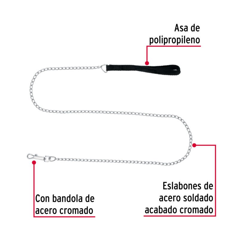 CAPE-20FC1.jpg Código: 44280 Correa de 1.2 m de paseo para perro, eslabón 2 mm, Fiero CAPE-20