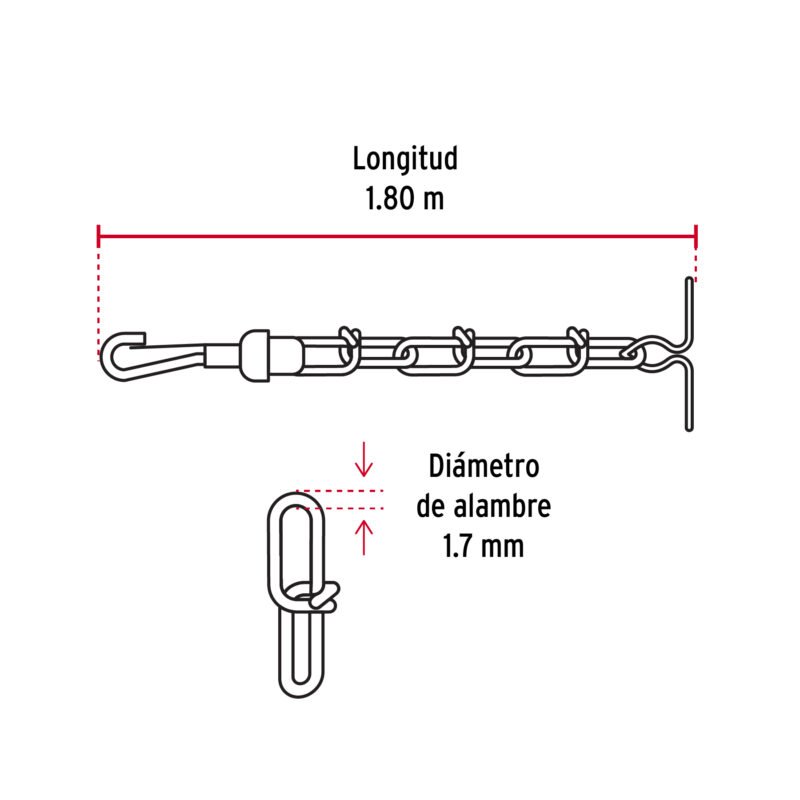 Código: 44312 Cadena de 1.8 m de amarre para perro, 1.7 mm, Fiero CAPE-20V