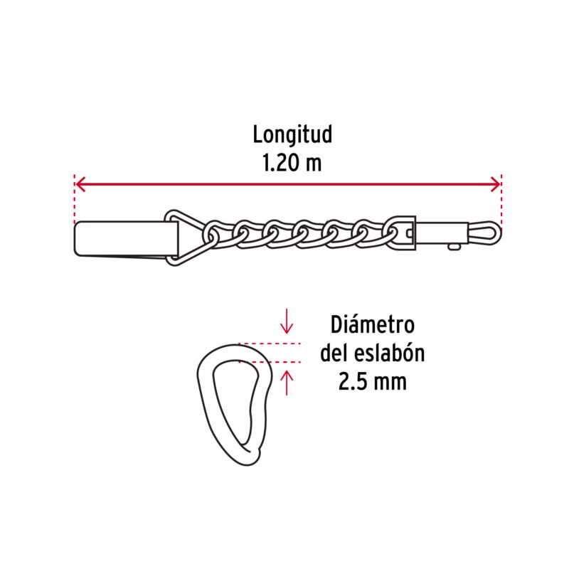 CAPE-25FC2.jpg Código: 44281 Correa de 1.2 m de paseo para perro, eslabón 2.5 mm, Fiero CAPE-25