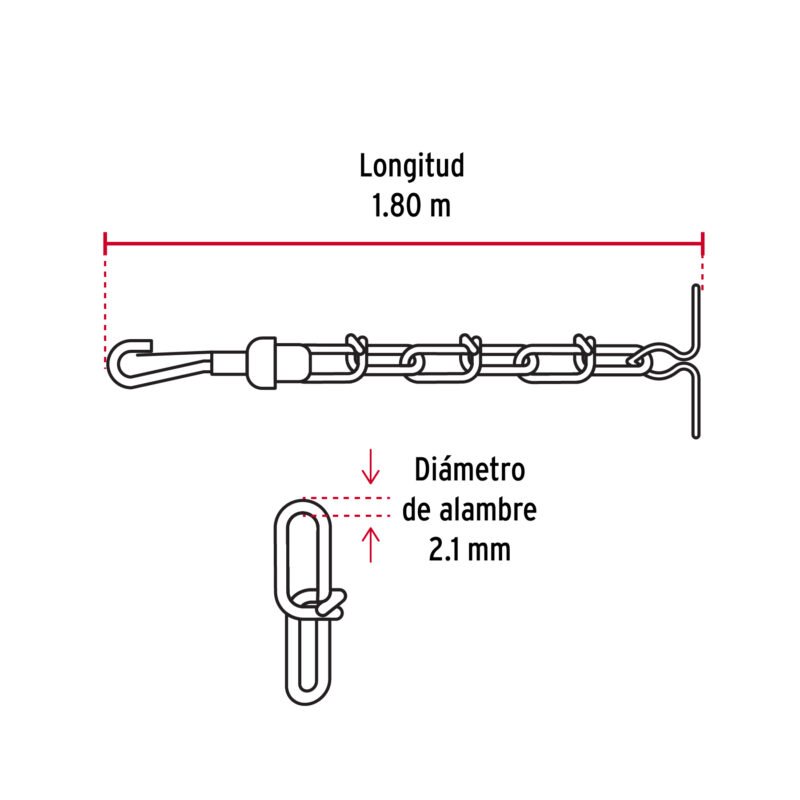 Código: 44313 Cadena de 1.8 m de amarre para perro, 2.1 mm, Fiero CAPE-25V