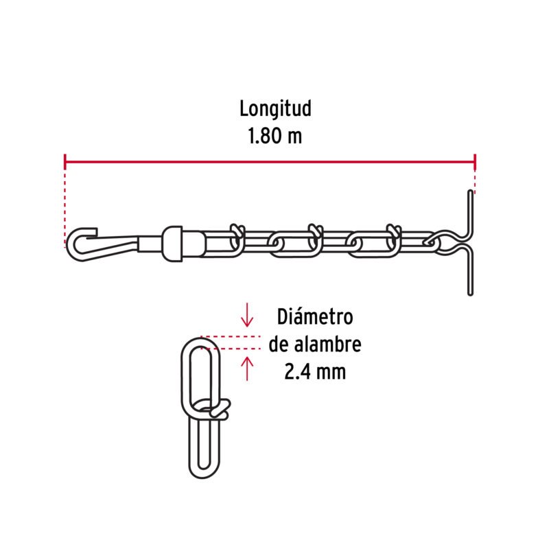 CAPE-30VFC2.jpg Código: 44314 Cadena de 1.8 m de amarre para perro, 2.4 mm, Fiero CAPE-30V