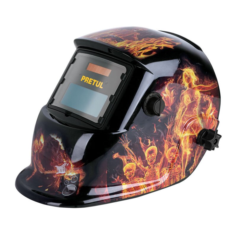 CAREL-11FP.jpg Código: 27355 Careta electrónica p/soldar, fuego, sombra 9 a 13, PRETUL CAREL-11FP