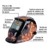 Código: 27355 Careta electrónica p/soldar, fuego, sombra 9 a 13, PRETUL CAREL-11FP