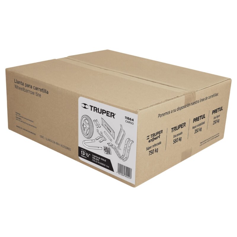 CARSO.jpg Código: 11864 Caja c/llanta hule sólido y acc. p/carretilla TRUPER CARSO