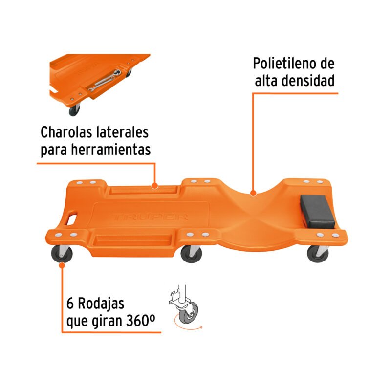 CATA-40PFC1.jpg Código: 100904 Cama de plástico 40' para mecánico, Truper CATA-40P