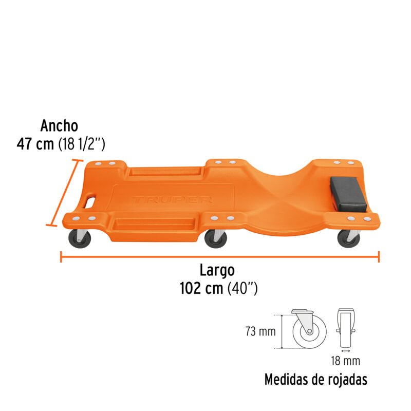 CATA-40PFC2.jpg Código: 100904 Cama de plástico 40' para mecánico, Truper CATA-40P