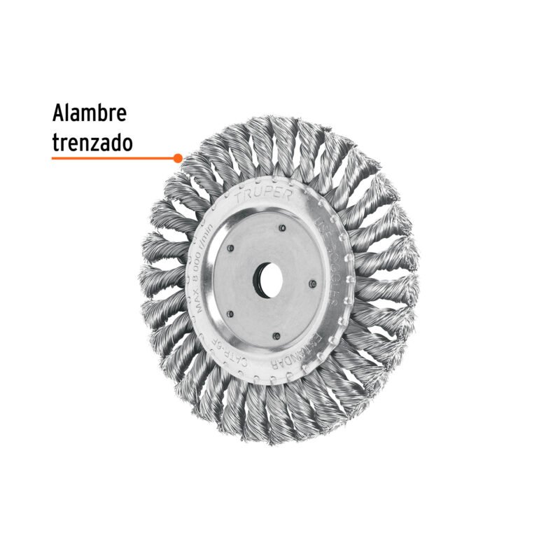 CATR-6FFC1.jpg Código: 11598 Carda trenzado fino 6' x 5/8' para esmeril, Truper CATR-6F