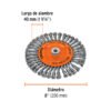 Código: 17528 Carda circular 8' alambre trenzado, eje 5/8'-11, Truper CATR-8E
