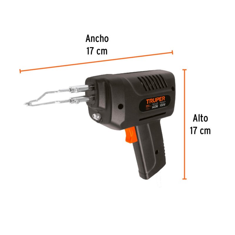 CAU-140FC2.jpg Código: 17548 Cautín 140 W tipo pistola con 2 temperaturas, Truper CAU-140