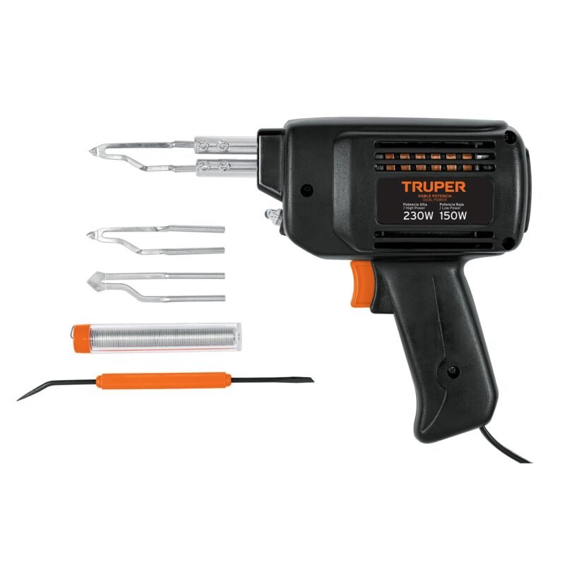 CAU-230.jpg Código: 17549 Cautín 230 W tipo pistola con 2 temperaturas, Truper CAU-230