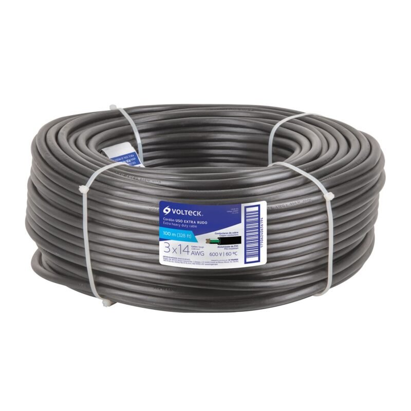 CAUR-314.jpg Código: 40007 Metro de cable uso extra rudo 3 x 14 AWG en rollo de 100 m CAUR-314