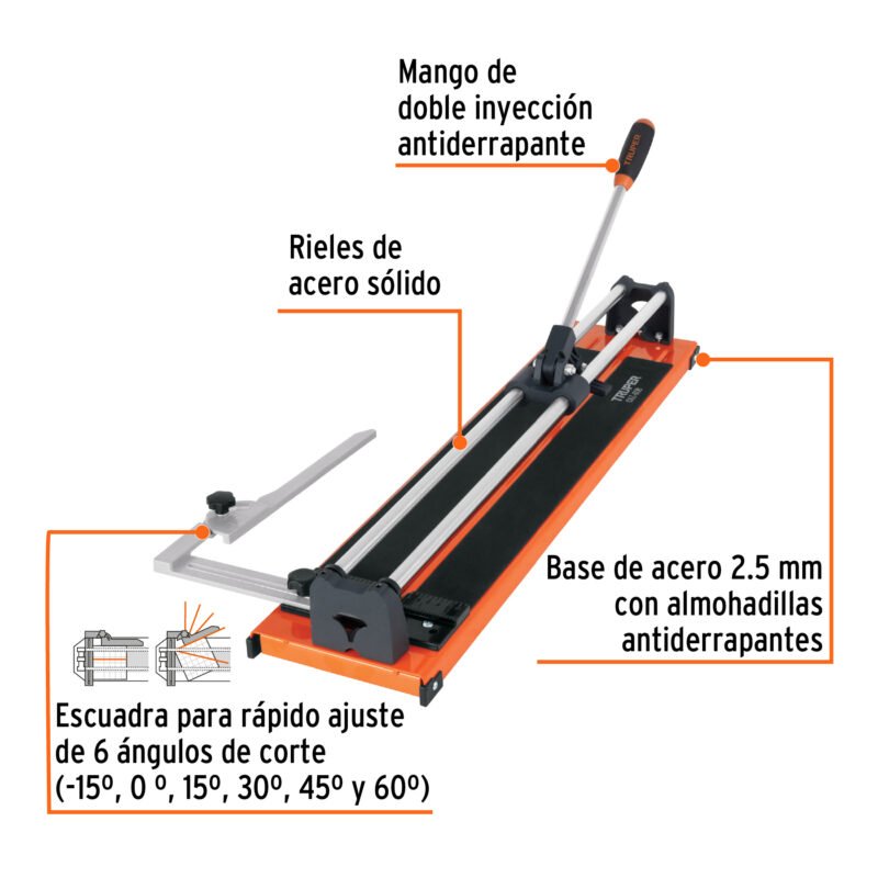 CAZ-60BFC1.jpg Código: 12931 Cortador de azulejo 24' (60 cm) con baleros, Truper CAZ-60B
