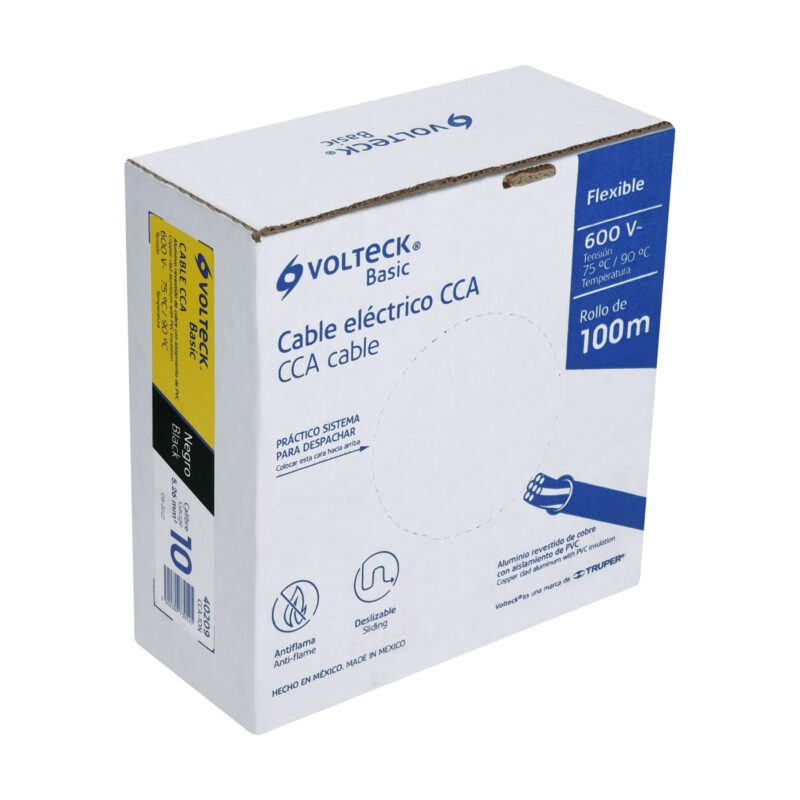 CCA-10N.jpg Código: 40209 Rollo de 100 metros de cable THW CCA 10 AWG negro, Basic CCA-10N