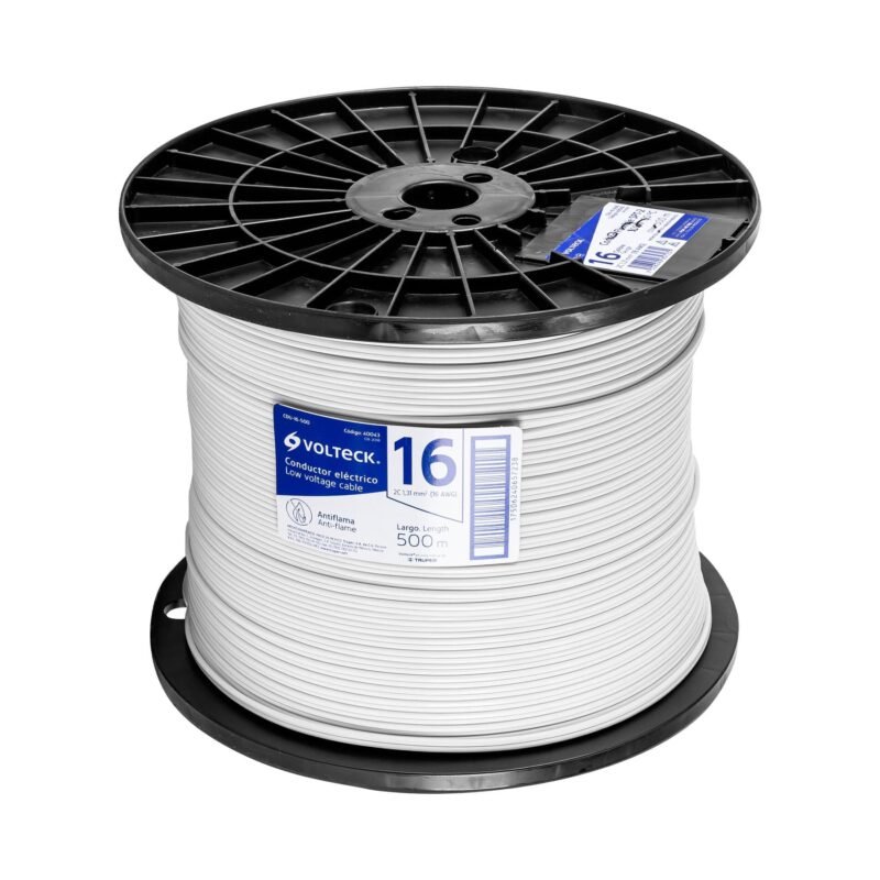 CDU-16-500.jpg Código: 40043 Metro de cordón dúplex flexible SPT 16 AWG en carrete 500 m CDU-16-500