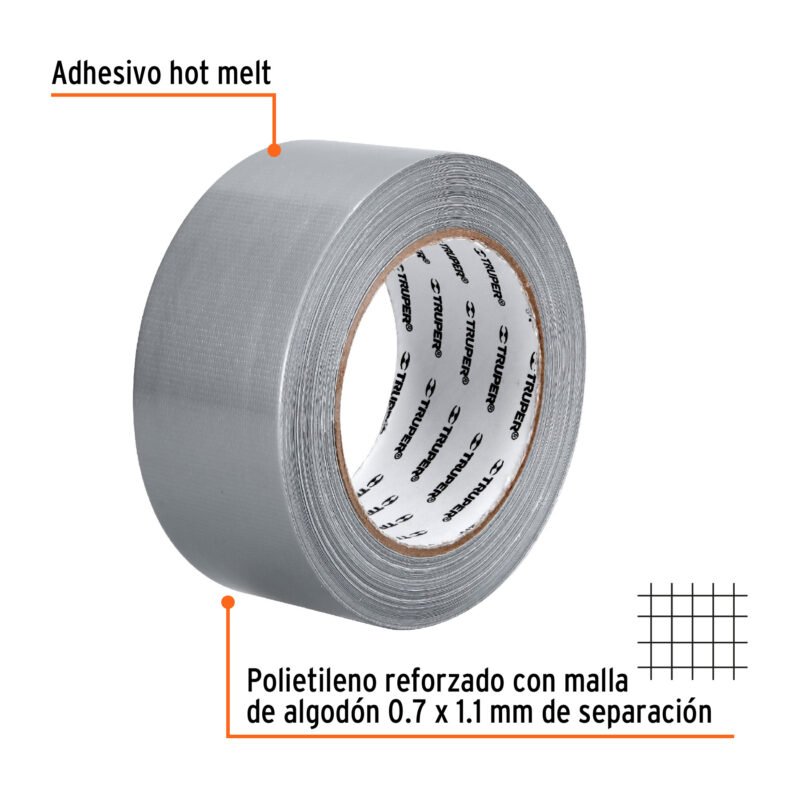 CDU-30XFC1.jpg Código: 12587 Cinta para ducto 30m x 48mm, espesor 0.19mm, Truper CDU-30X